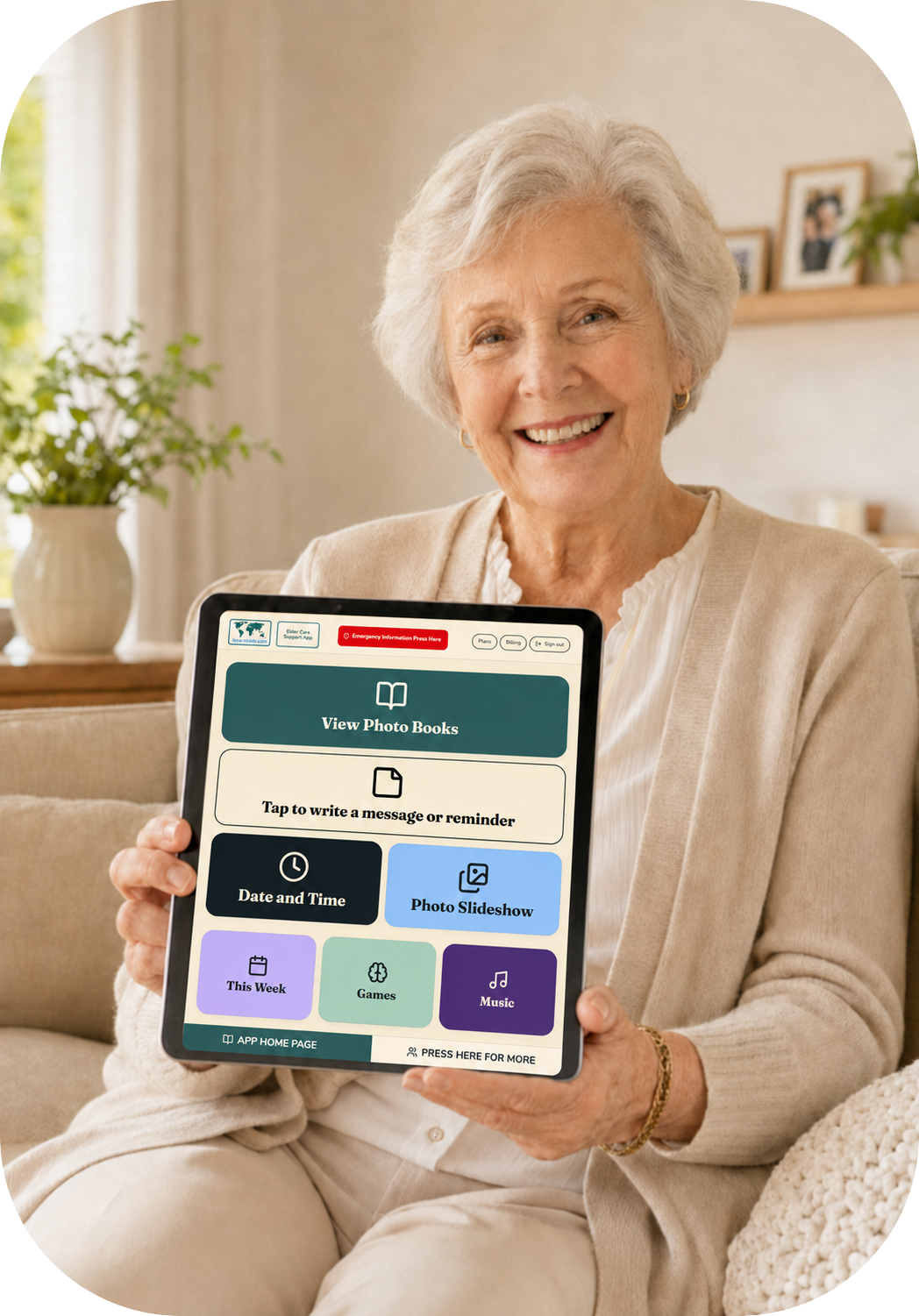 Eileen with family — the grandmother whose story inspired the app